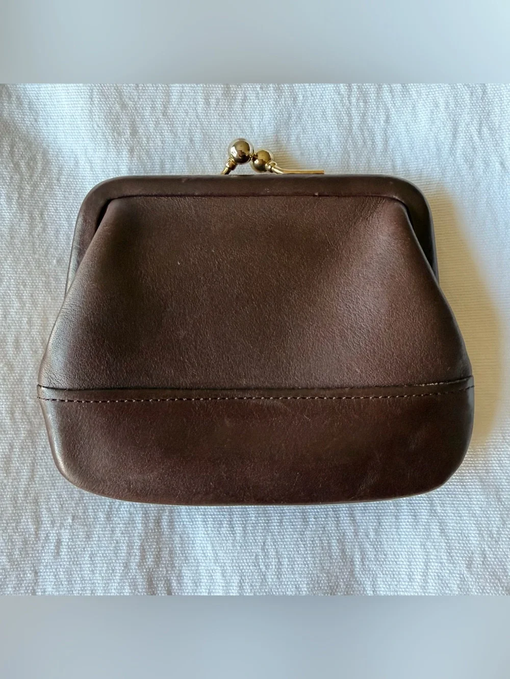 Coach Vintage Brown Leather Kiss-Lock Coin Purse
